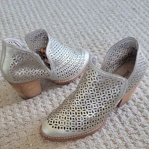 Jeffrey Campbell Metallic Silver Perforated Shootie Boots